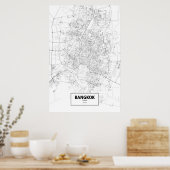 Bangkok, Thailand (zwart op wit) Poster (Keuken)