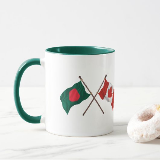 Bangladesh & Canada Flag Mug – Cultural Pride Gift (Avec donut)