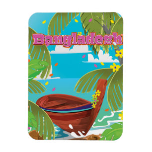 Bangladesh cartoonaffiches voor reizen print. magneet