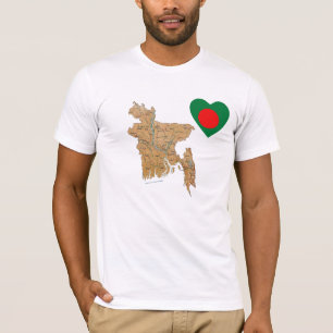 Bangladesh Flag Heart en Map T-Shirt