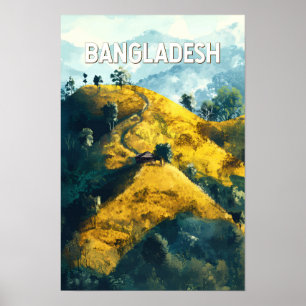 Bangladesh Illustratie Reis Kunst Vintage Poster