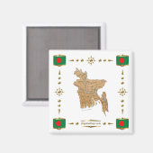 Bangladesh Map + Vlaggen Magnet Magneet (Voorkant / Achterkant)
