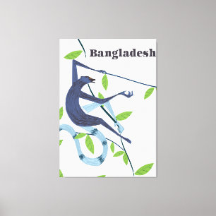 Bangladesh Monkey  vakantie poster Canvas Afdruk