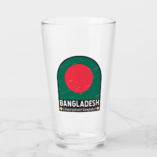Bangladesh vlag Embleem Onderdruk Vintage Glas