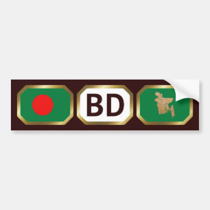 Bangladesh Vlag Land Code Bumpersticker