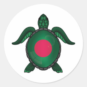 Bangladesh zee schildpad vlag klassieke ronde stic sticker