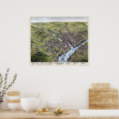 Bangor, ME Panorama Map - 1875 Poster (Keuken)