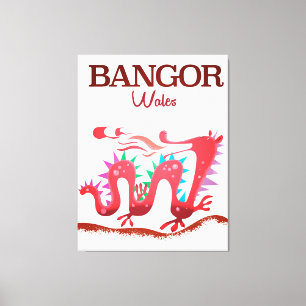 Bangor Wales Dragon poster Canvas Afdruk
