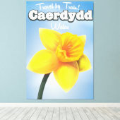 Bangor, Wales  reisposter Daffodil Canvas Afdruk (Insitu (Houten vloer))