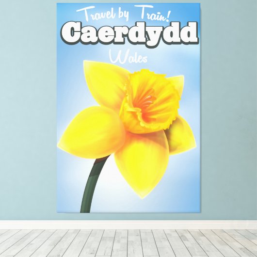 Bangor, Wales  reisposter Daffodil Canvas Afdruk (Insitu (Houten vloer))