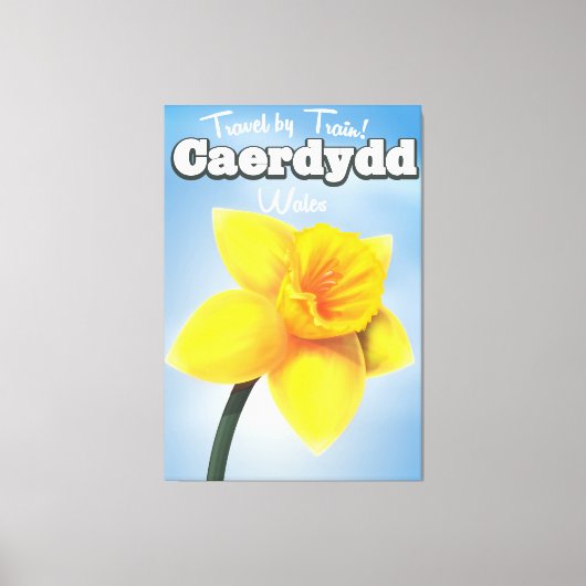 Bangor, Wales  reisposter Daffodil Canvas Afdruk (Voorkant)