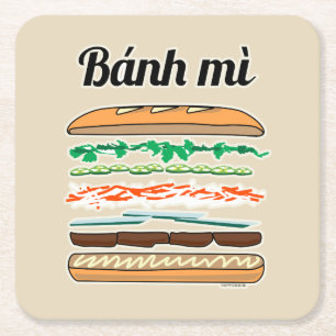 Banh Mi Vietnamese baguette van het Vierkante Kartonnen Onderzetter