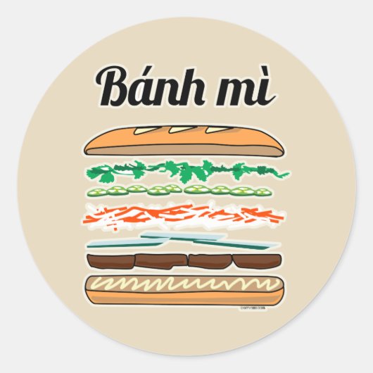Banh Mi Vietwich, Frans brood Ronde Sticker (Voorkant)