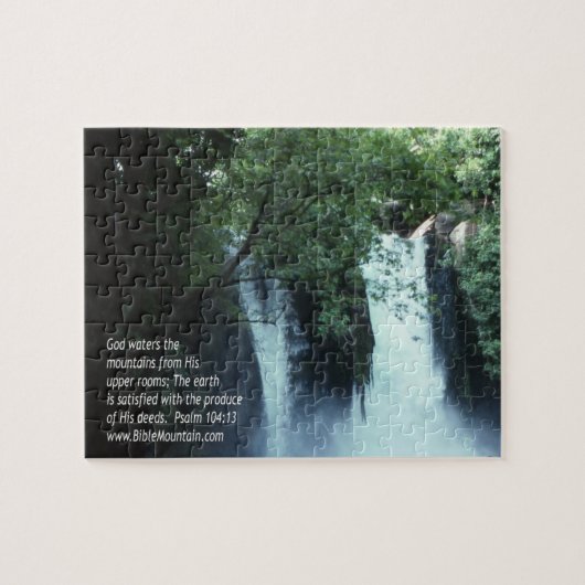 Banias Waterfall en Psalm 104:13 Legpuzzel (Horizontaal)