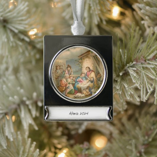 Banier Ornament Jesus Verzilverd Banner Ornament (Boom)