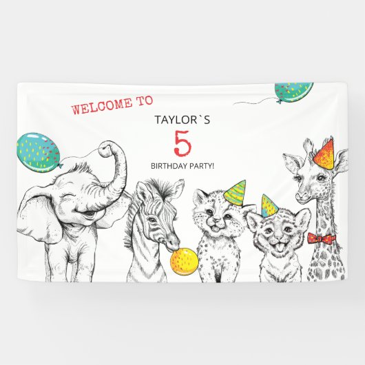 Banier voor 5e verjaardagsfeestje. spandoek (Horizontaal)