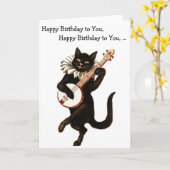 Banjo Cat: Gelukkige Verjaardag voor Uw Kaart (Gele Bloem)