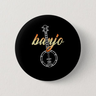 Banjo Country Music Instrument Mandolin Band Gift Ronde Button 5,7 Cm