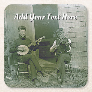  banjo- en vioolspelers in Nantucket Vierkante Kartonnen Onderzetter