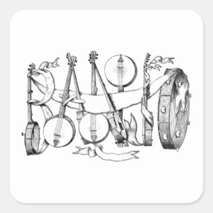 banjo gespeld met banjos illustratie kunst vierkante sticker