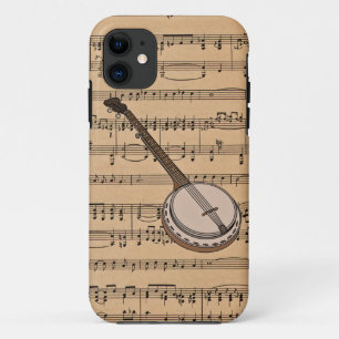 Banjo met muziekachtergrond voor vel iPhone 11 hoesje