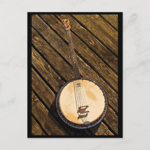 Banjo Music Instrument on Wood Briefkaart