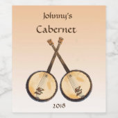 Banjo Music Instruments Orange Wine Étiquette (Étiquettes simples)