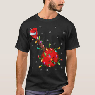 Banjo Music Lover Xmas Lights Santa Banjo Christma T-shirt