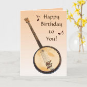 Banjo Musical Instrument Orange Carte Anniversaire (Fleur jaune)