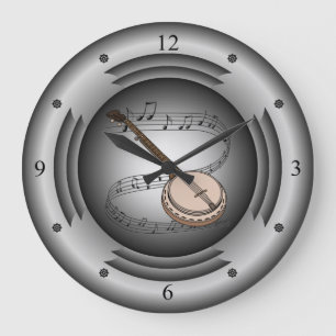 Banjo ~ Musical Scroll ~ Silver Speaker ~ Grote Klok