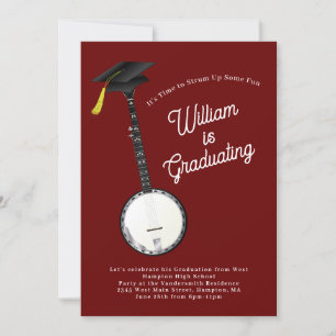 Banjo Musician Graduician Party Music Invitation