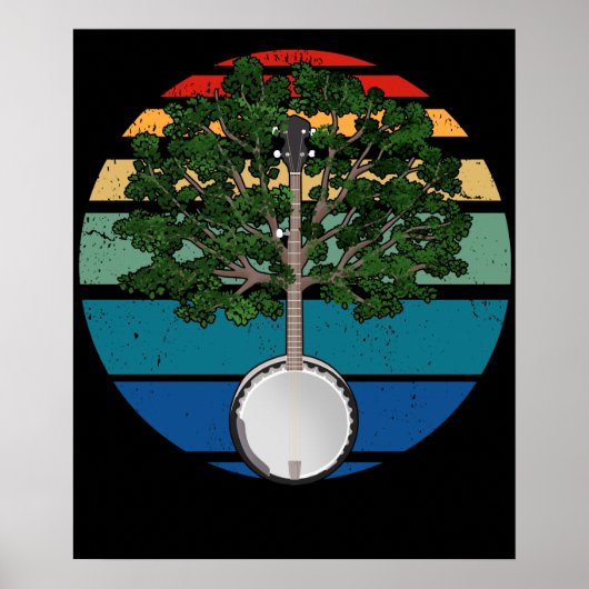  banjo Retro Country Music Gift Bluegrass Poster (Voorkant)