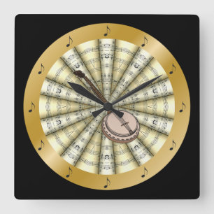 Banjo~ Rolling Sheet Music ~ Black of Any Color ~ Vierkante Klok