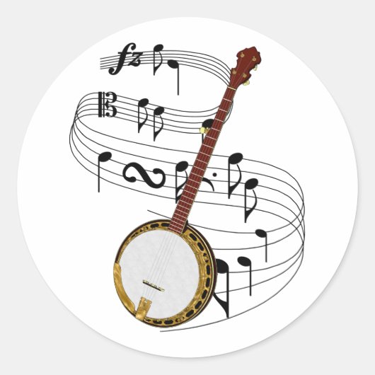 Banjo Ronde Sticker (Voorkant)