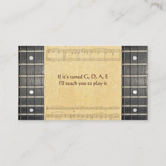 Banjo Strings Fretboard Sheet Cartes de visite de (Dos)