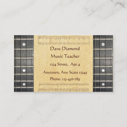 Banjo Strings Fretboard Visitekaartjes (Voorkant)
