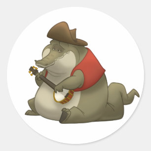 Banjo-Strummin’ Gator-Stickers Ronde Sticker