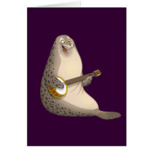 Banjo Strummin' Seal Card (Blank binnenin)