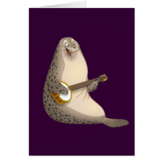 Banjo Strummin' Seal Card (Blank binnenin)