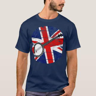 Banjo UK Vlag Groot-Brittannië Banjoist Britse muz T-shirt