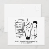 Bank geldautomaat lacht klant uit briefkaart (Voorkant / Achterkant)