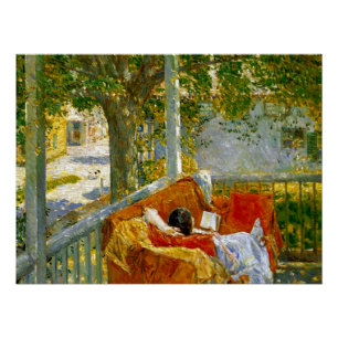 Bank op de veranda, Cos Cob door Frederick Hassam Perfect Poster