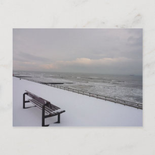 bank, sneeuw en Zee Briefkaart