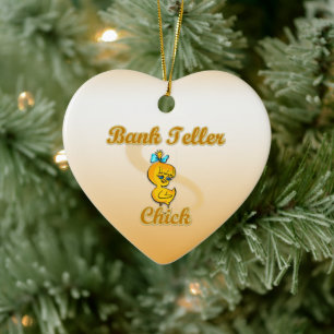 Bank Teller Chick Keramisch Ornament