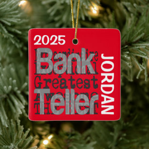 Bank Teller Extraordinaire CUSTOM Keramisch Ornament