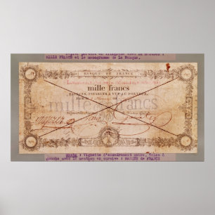 Bankbiljet van 1000 frank van 8 Floreal, An X Poster