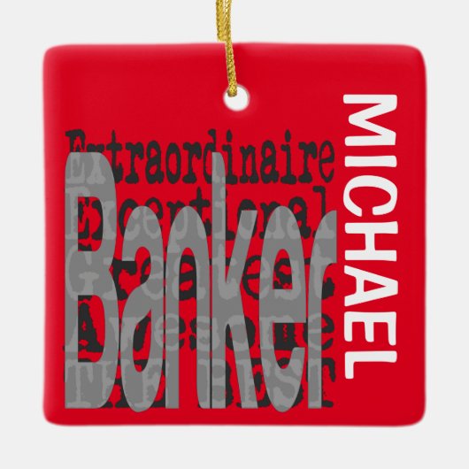 Banker Extraordinaire CUSTOM Keramisch Ornament (Voorkant)