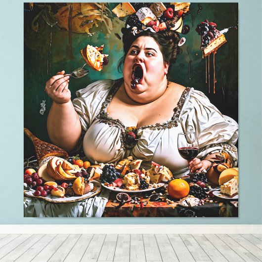 "Banket van Chaos" Surrealistisch Kleurrijk Kunstw Canvas Afdruk (Insitu (Houten vloer))