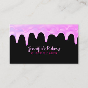 Banketbakker Roze Zwarte Druppelende Cake Bakkerij Visitekaartje