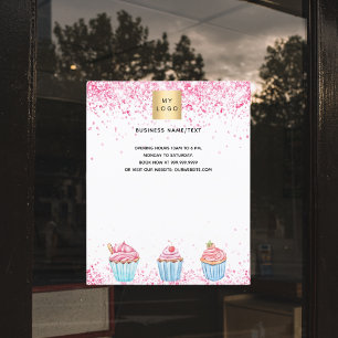 Banketbakkerij logo roze witte cupcakes flyer